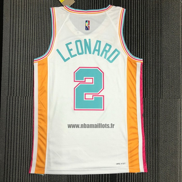 Maillot San Antonio Spurs Kawhi Leonard NO 2 Ville 2021-22 Blanc